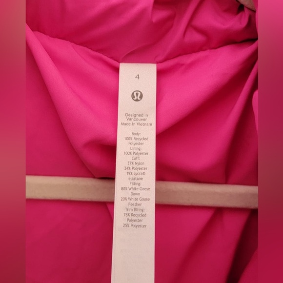 Lululemon💎NWOT💎Wunder Puff Super-Cropped Jacket Goose Down💎Sonic Pink💎Size 4 - Picture 6 of 15